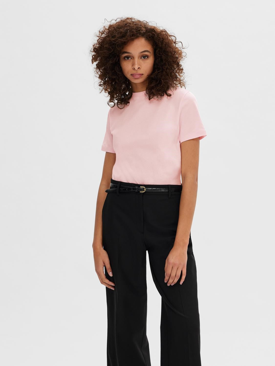 Myessential Ss O-Neck T-shirt - Cradle Pink