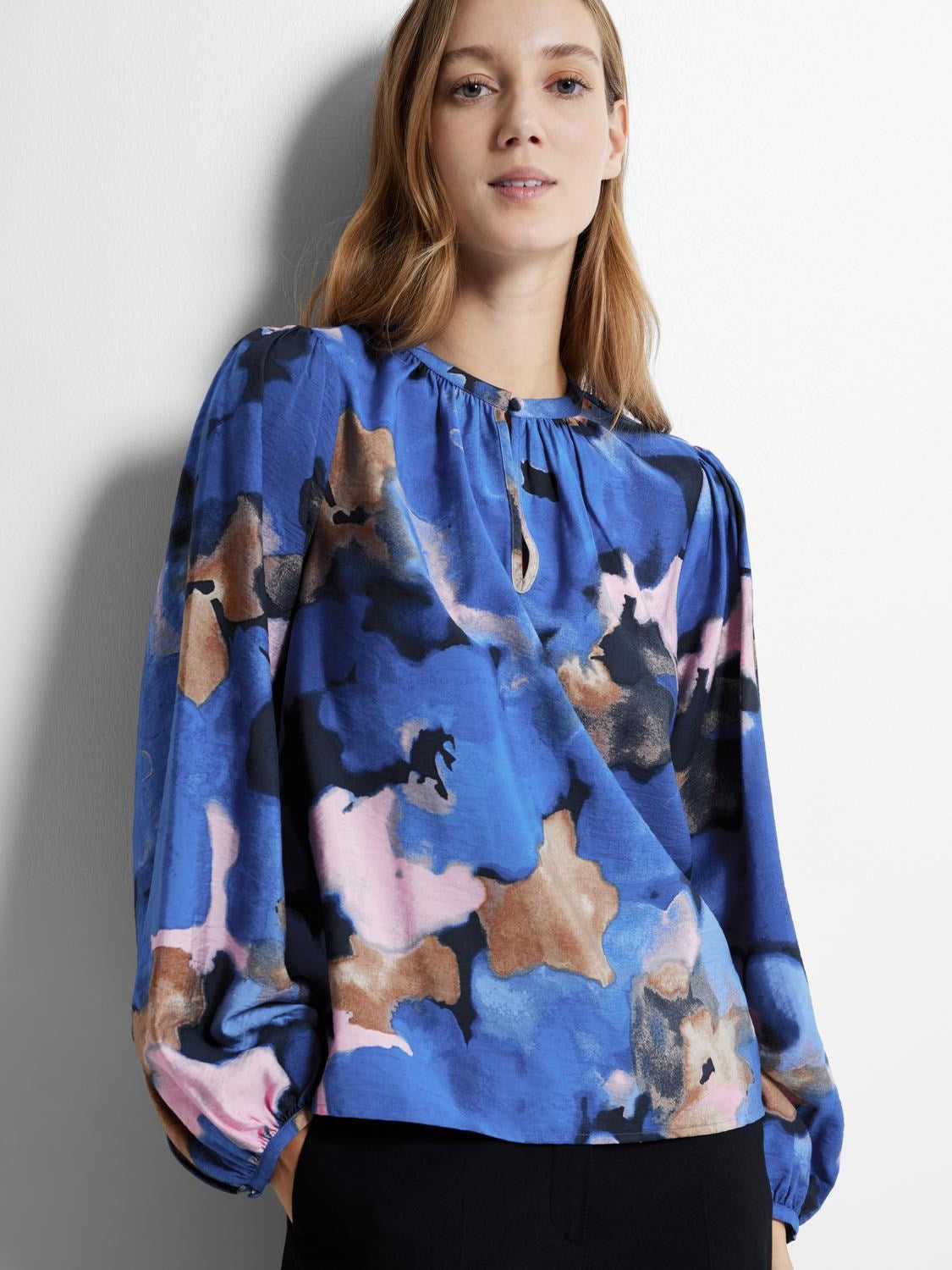 Mariette Ls Aop Top - Dark Sapphire Aop