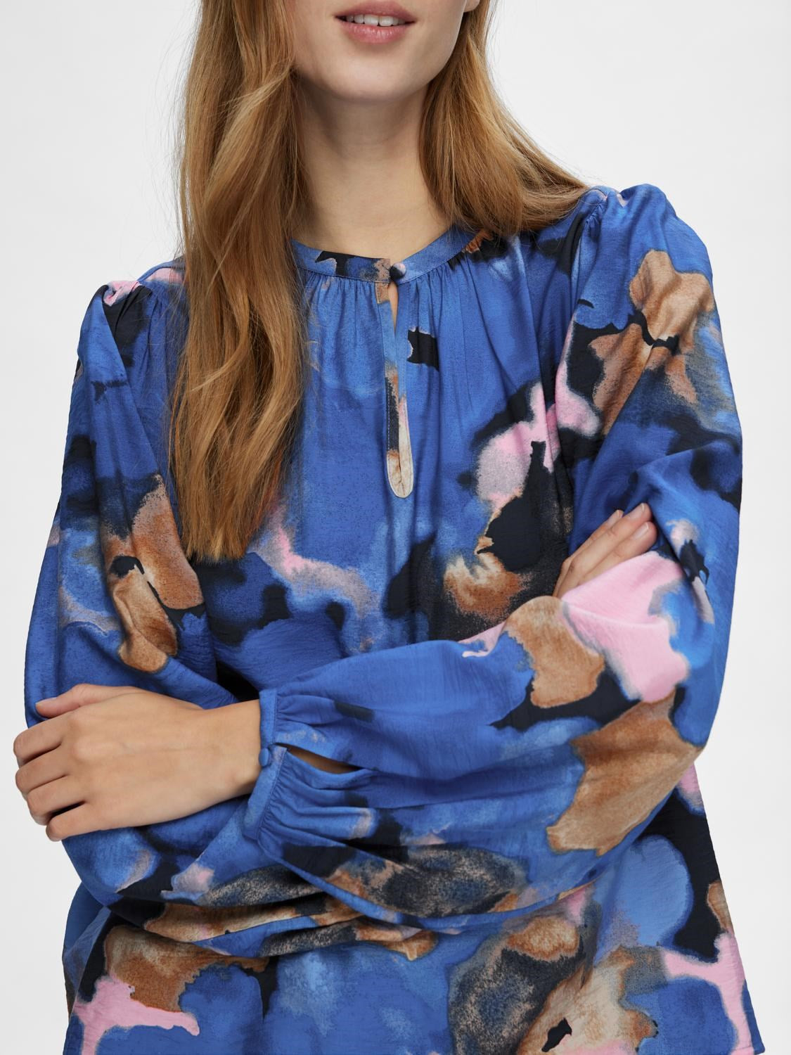 Mariette Ls Aop Top - Dark Sapphire Aop