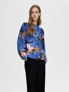 Mariette Ls Aop Top - Dark Sapphire Aop