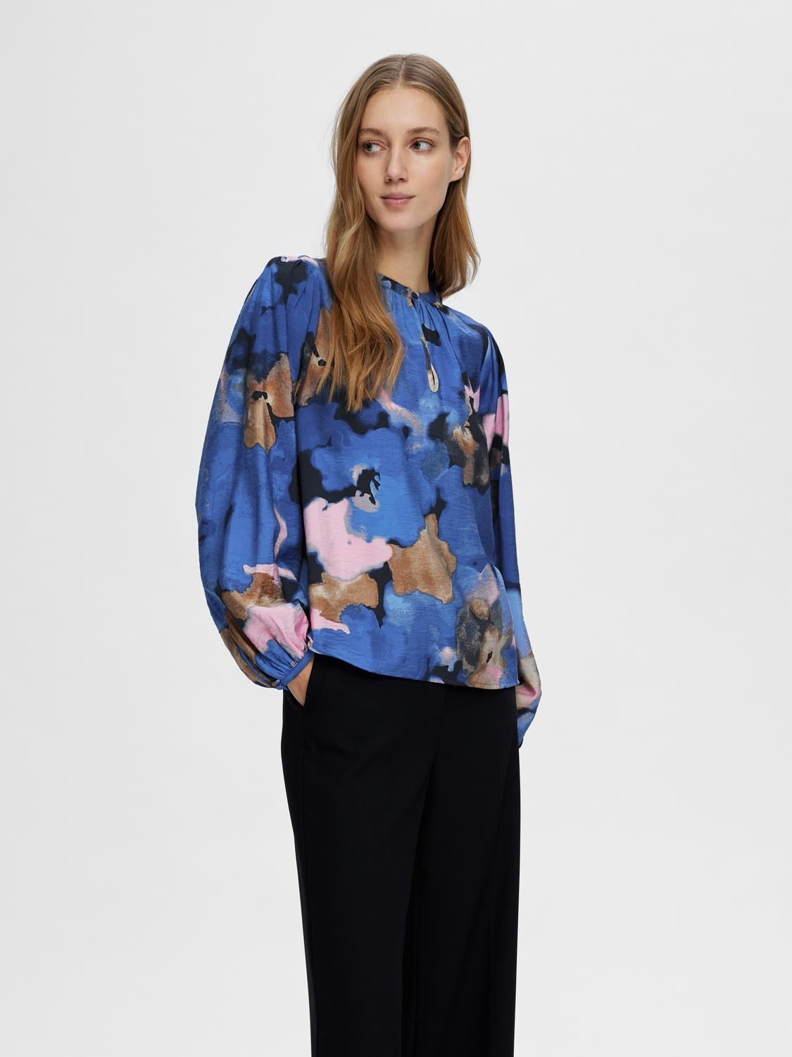 Mariette Ls Aop Top - Dark Sapphire Aop