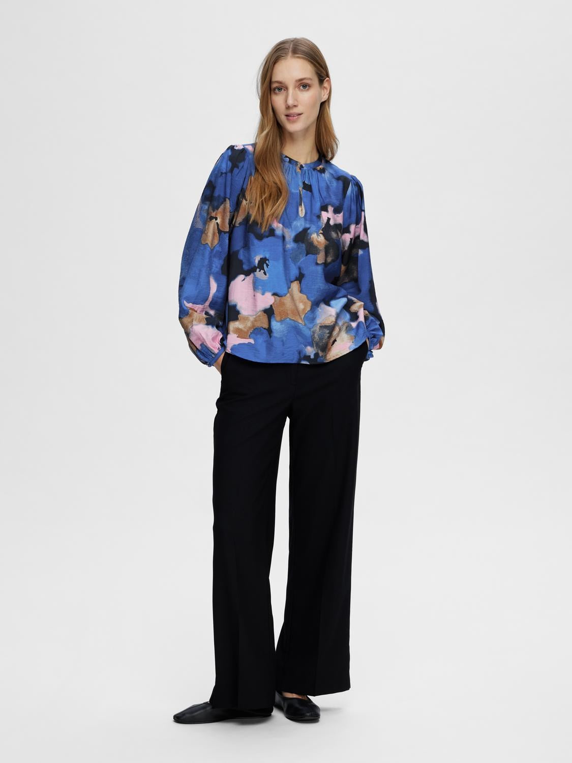 Mariette Ls Aop Top - Dark Sapphire Aop