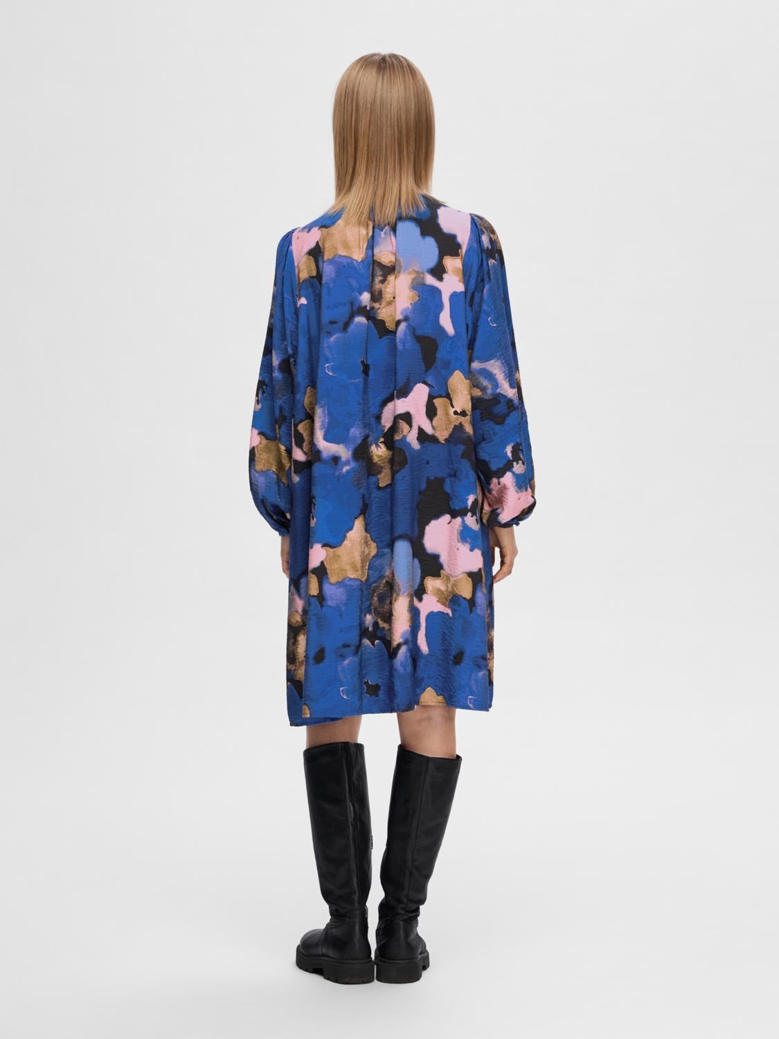 Mariette Ls Aop Short Dress - Dark Sapphire Aop
