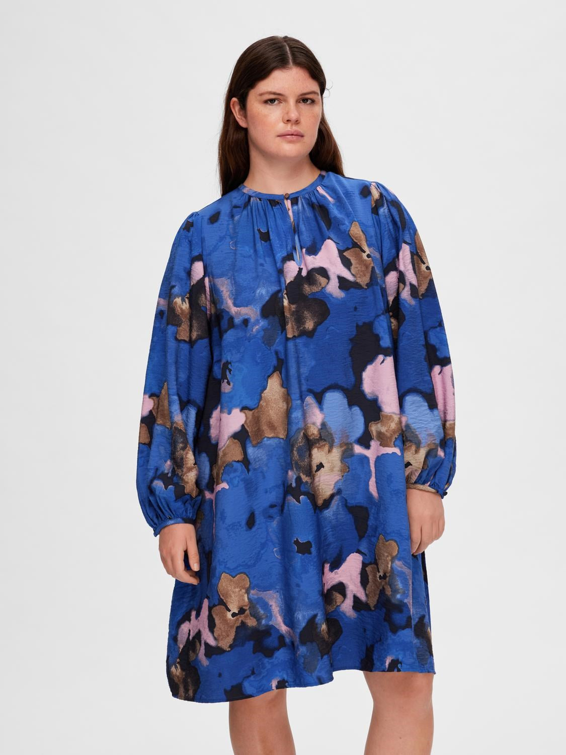 Mariette Ls Aop Short Dress - Dark Sapphire Aop