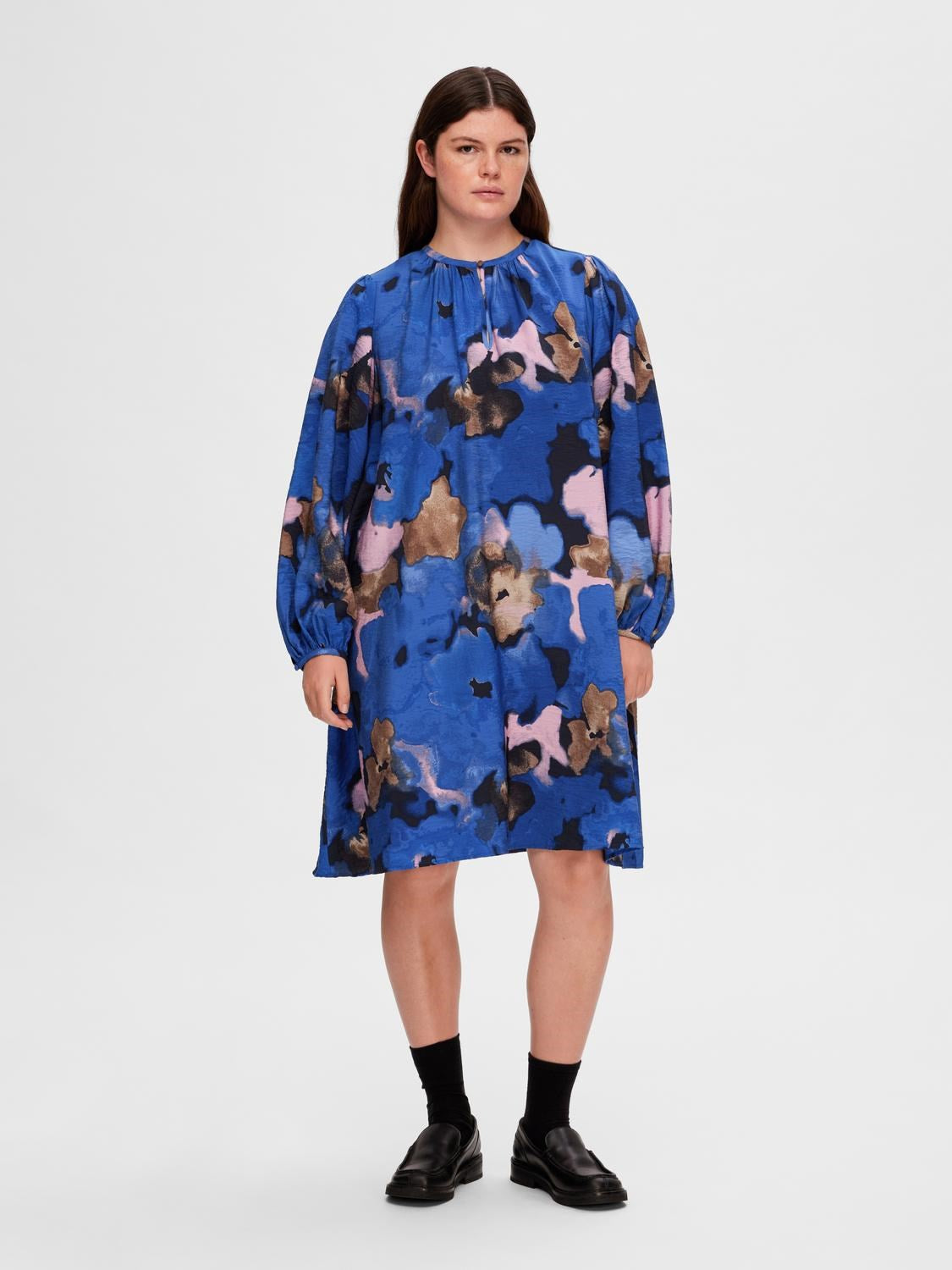 Mariette Ls Aop Short Dress - Dark Sapphire Aop