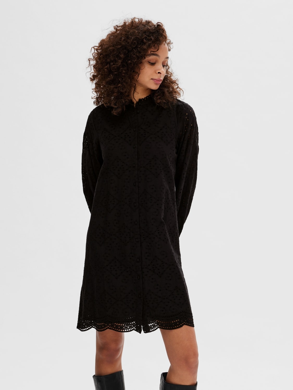 Tatiana Ls Short Embr Dress - Black