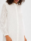 Selected Femme Tatiana Ls Short Embr Dress - Bright White