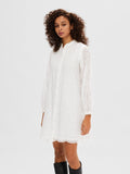 Selected Femme Tatiana Ls Short Embr Dress - Bright White