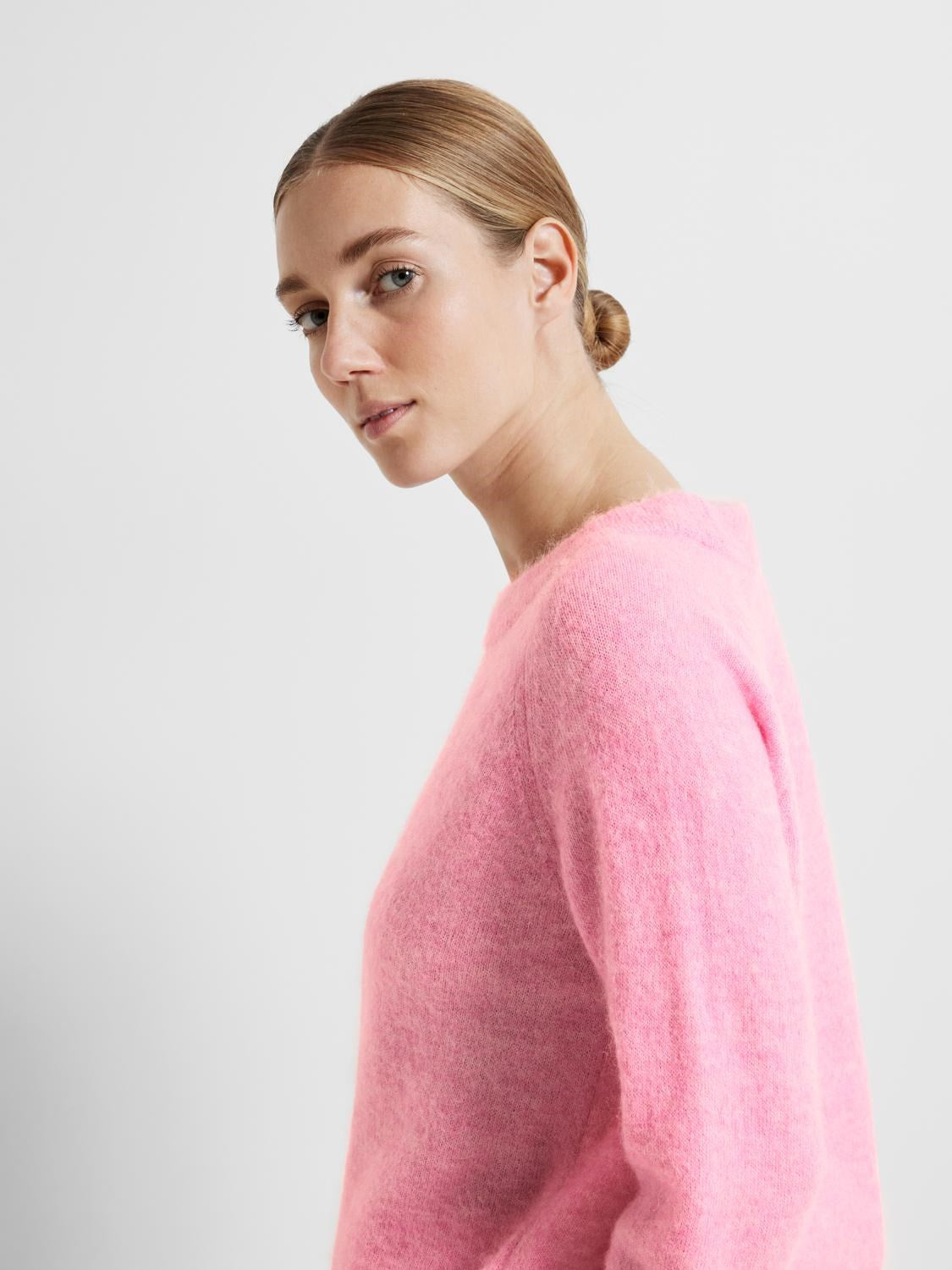 Lulu Ls Knit O-Neck - Moonlite Mauve Melange