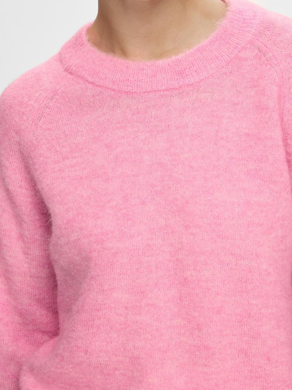 Lulu Ls Knit O-Neck - Moonlite Mauve Melange