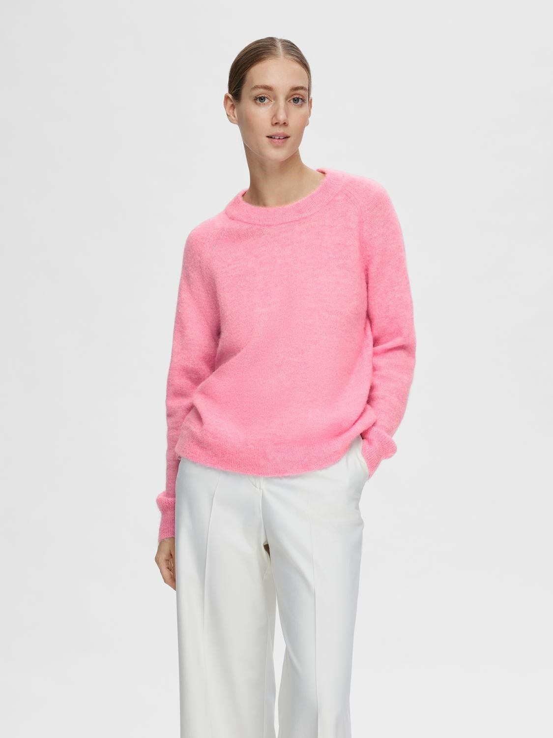 Lulu Ls Knit O-Neck - Moonlite Mauve Melange