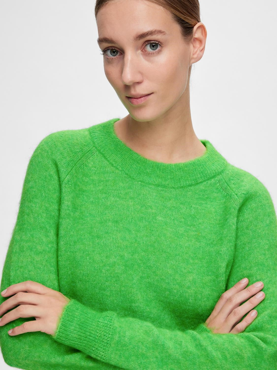 Lulu Ls Knit O-Neck - Classic Green Melange