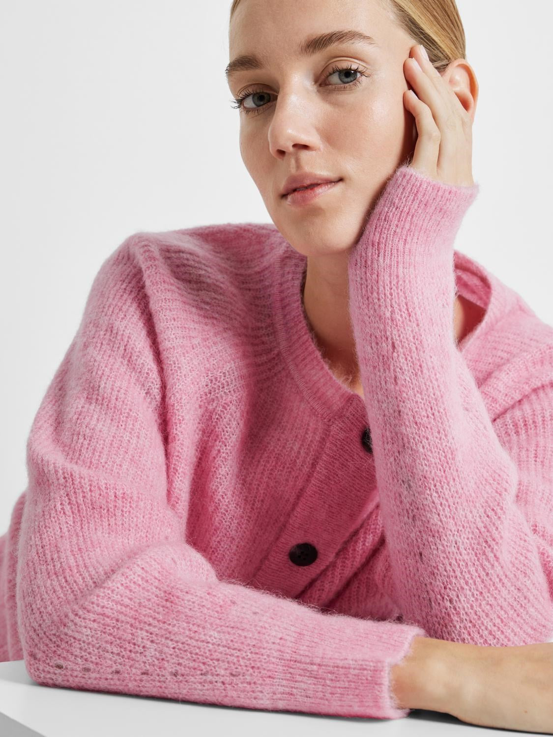 Lulu Ls Knit Short Kofta - Moonlight Mauve Melange