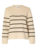 Liva Ls Knit O-Neck - Birch/Black