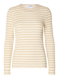 Anna LS Crew Neck Tee - Oatmeal W Snow White Stripes