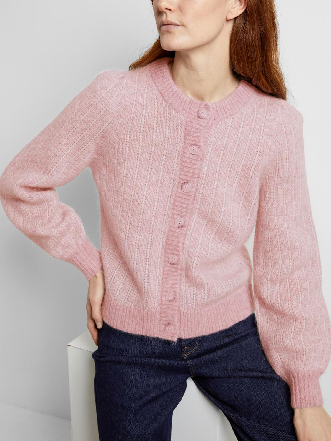 Mejse Ls Knit Cardigan - Pink Nectar Birch