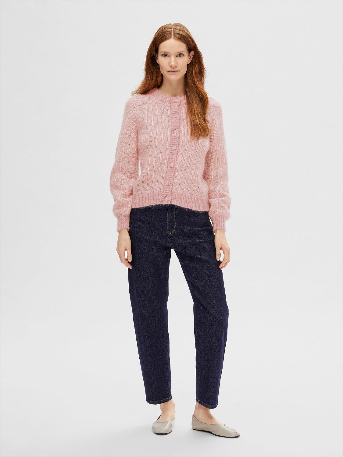 Mejse Ls Knit Cardigan - Pink Nectar Birch