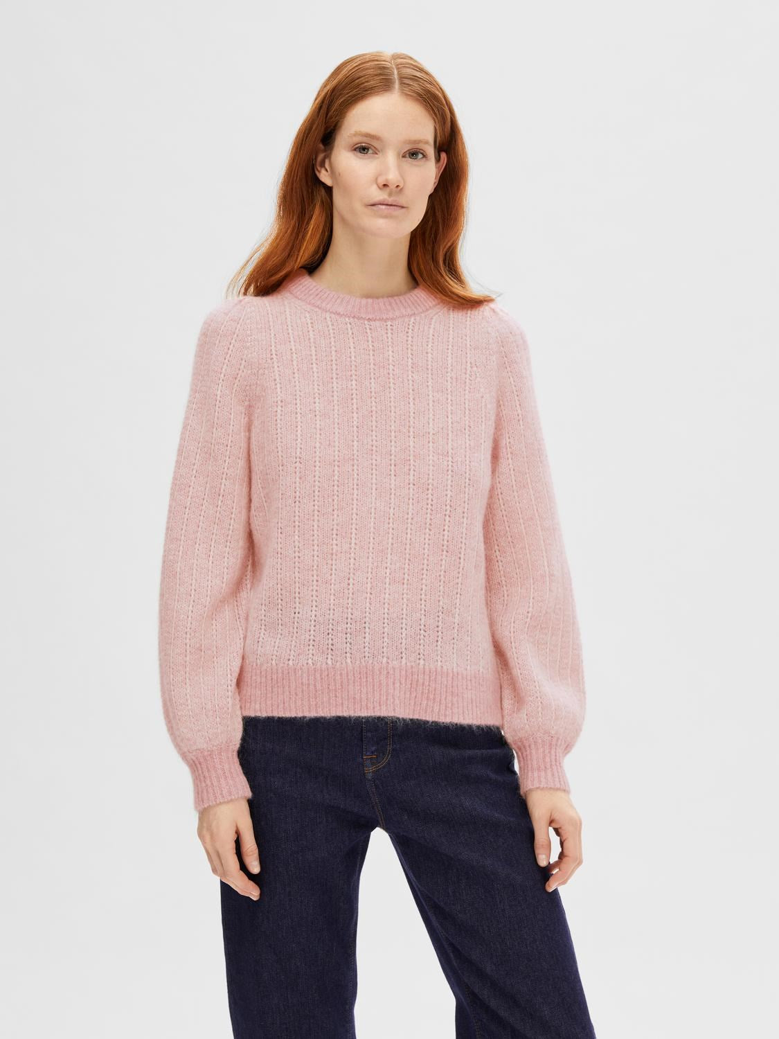Mejse Ls Knit O-Neck - Pink Nectar Birch