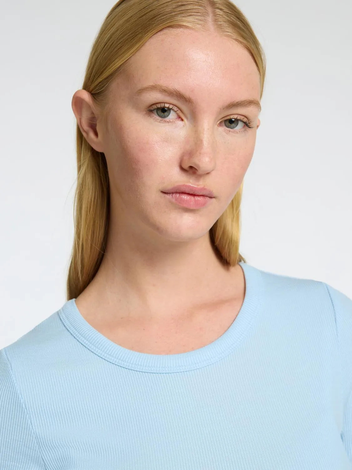 Dianna 2/4 O-Neck Top Noos - Cashmere Blue