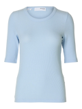 Dianna 2/4 O-Neck Top Noos - Cashmere Blue