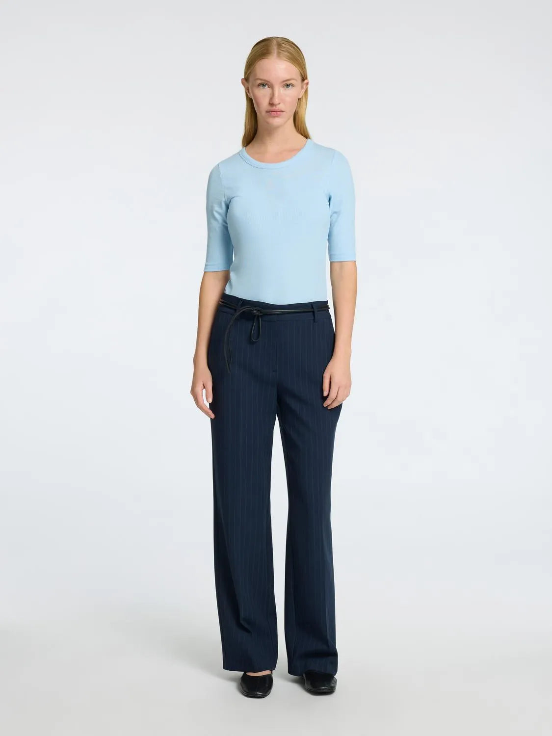 Dianna 2/4 O-Neck Top Noos - Cashmere Blue