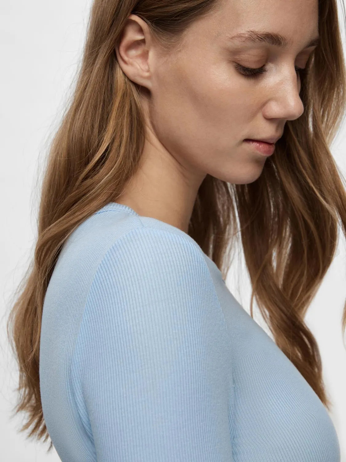 Dianna LS O-Neck Topp - Cashmere Blue