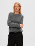 Lulu Ls Knit O-Neck - Medium Grey Melange