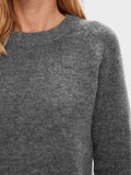 Lulu Ls Knit O-Neck - Medium Grey Melange