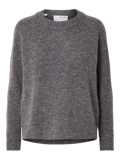 Lulu Ls Knit O-Neck - Medium Grey Melange