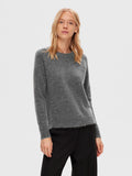 Lulu Ls Knit O-Neck - Medium Grey Melange