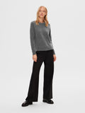 Lulu Ls Knit O-Neck - Medium Grey Melange