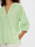 Alberta 3/4 Stripe Skjorta - Snow White/Classic Green