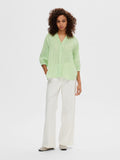 Alberta 3/4 Stripe Skjorta - Snow White/Classic Green