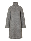 Sia Ras Ls Long Zipper Knit Dress Ex - Medium Grey Melange