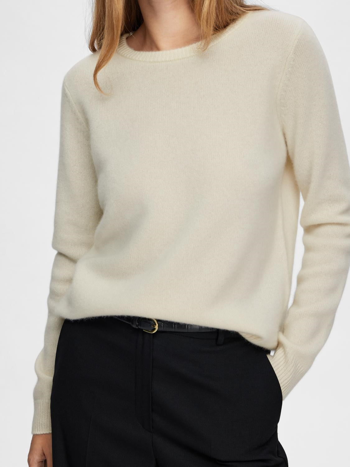 Manila LS Knit Cashmere O-Neck - Birch
