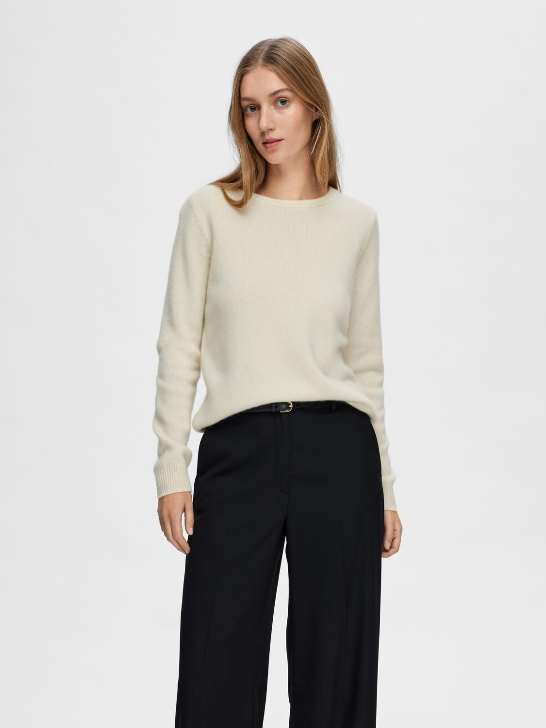 Manila LS Knit Cashmere O-Neck - Birch