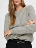 Manila LS Knit Cashmere O-Neck - Light Grey Melange