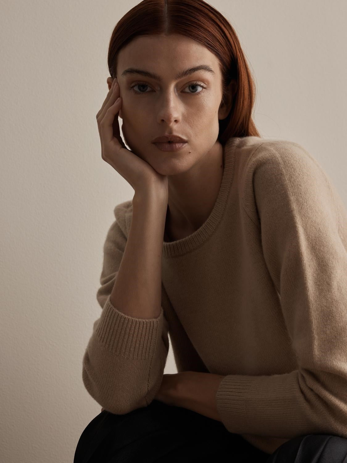 Manila LS Knit Cashmere O-Neck - Amphora