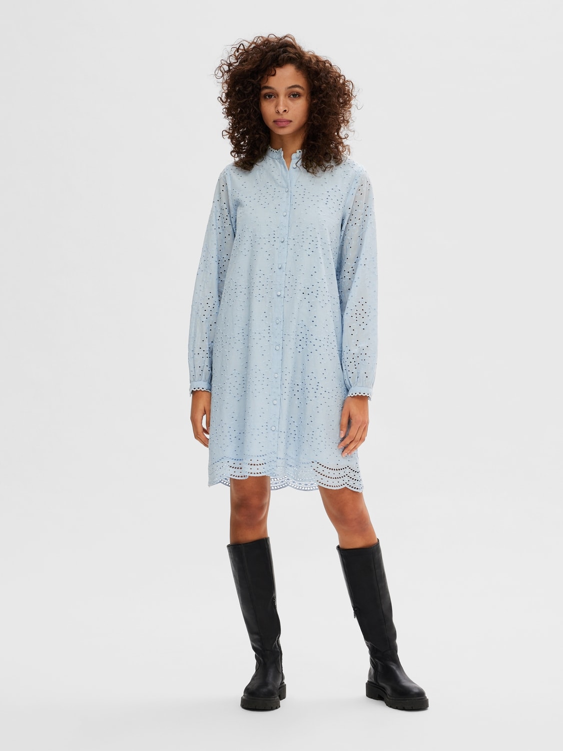 Tatiana Ls Short Embr Dress - Cashmere Blue
