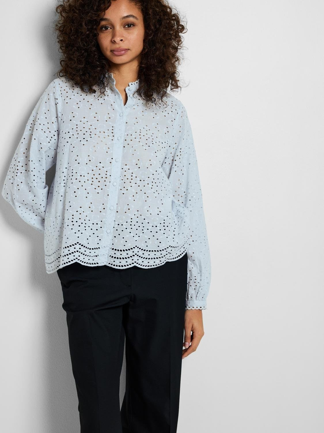 Tatiana L/S Embr Shirt - Cashmere Blue