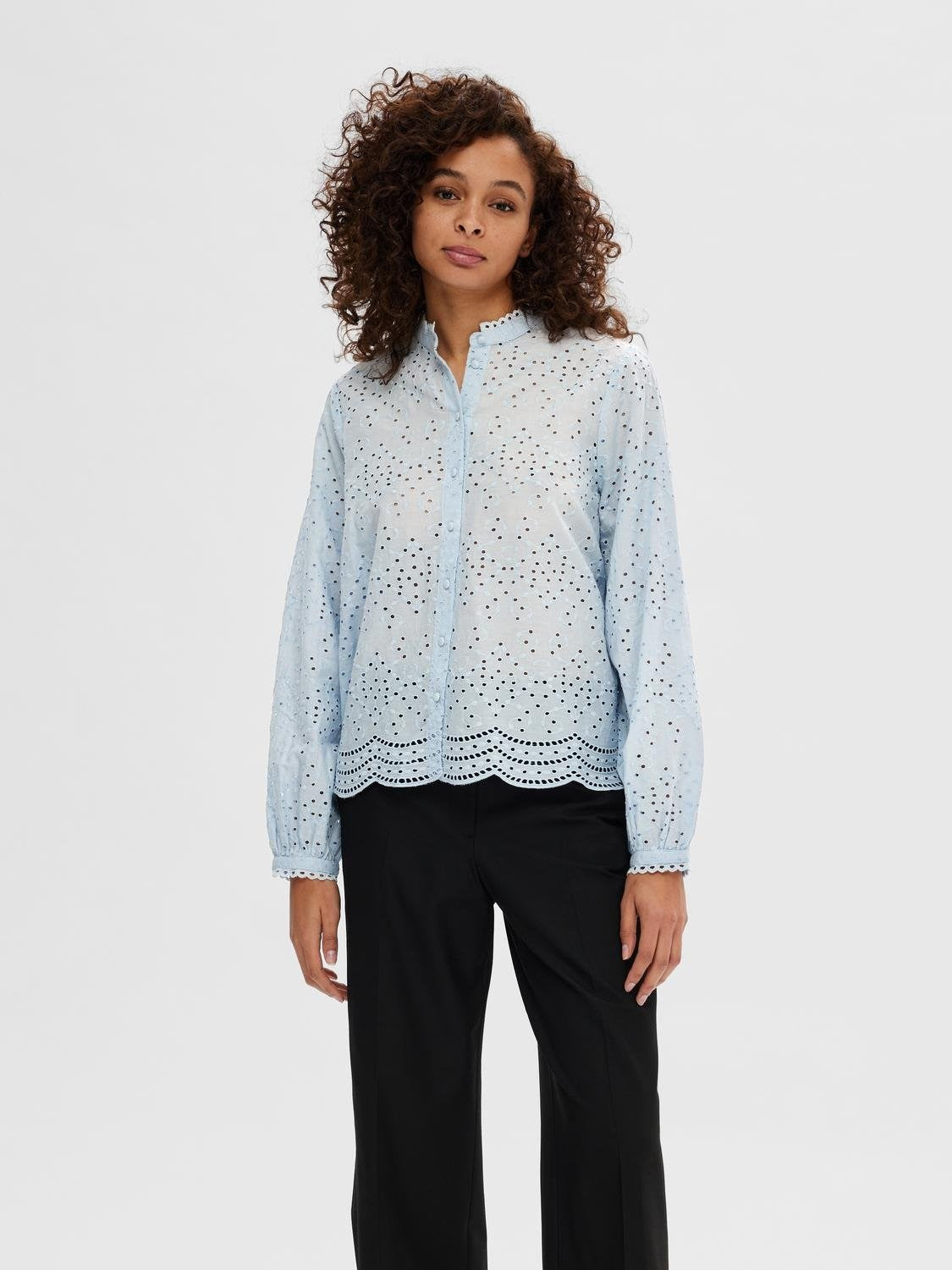 Tatiana L/S Embr Shirt - Cashmere Blue