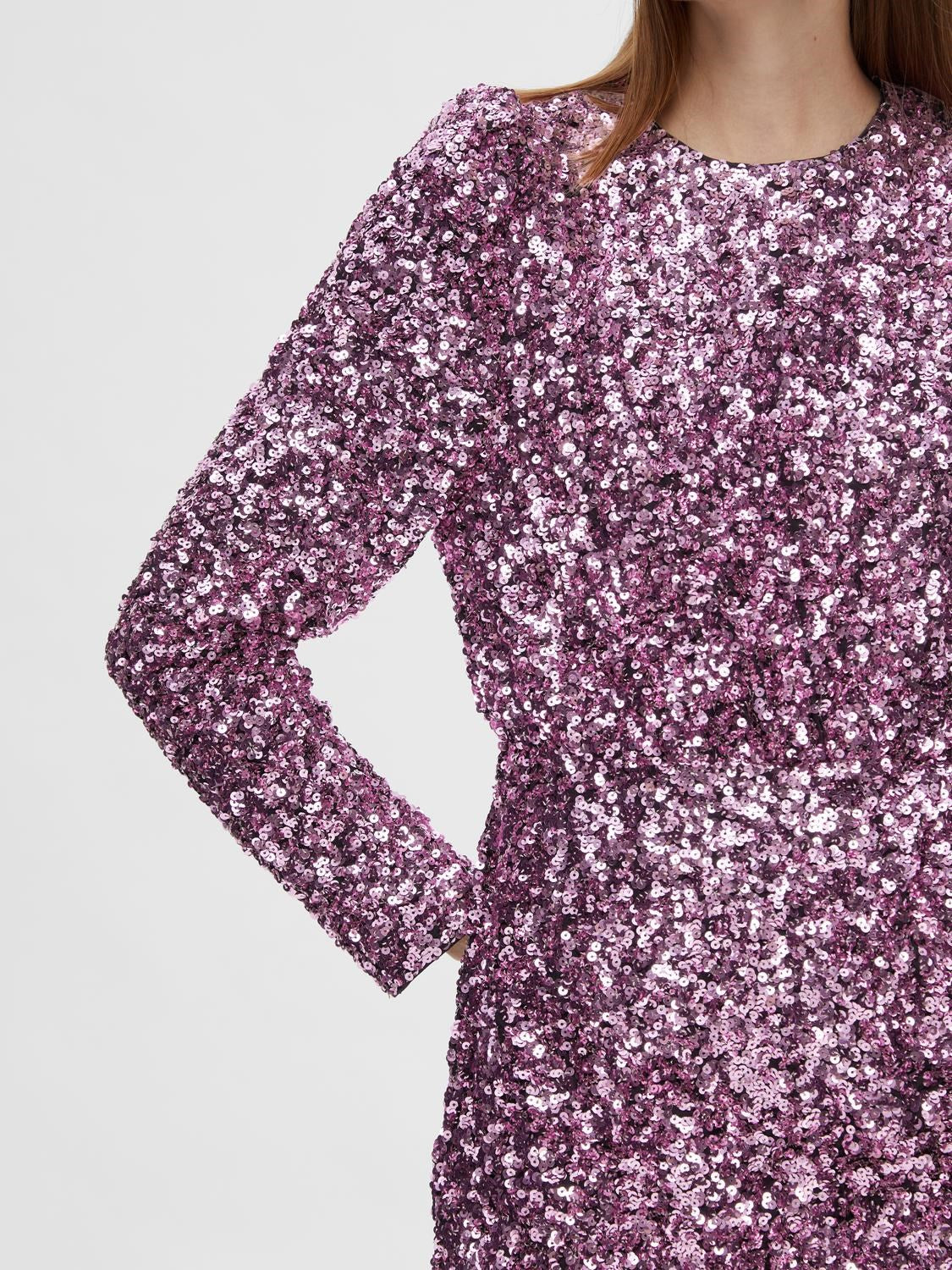 Colyn LS Short Sequins Dress - Pink Lavender