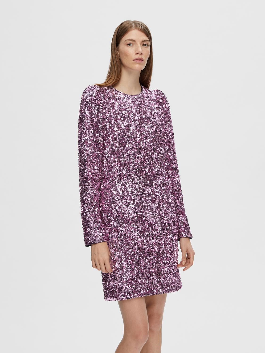 Colyn LS Short Sequins Dress - Pink Lavender