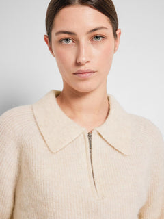 Sia-Mynte Ls Half Zip Knit - Birch Melange