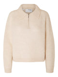 Sia-Mynte Ls Half Zip Knit - Birch Melange