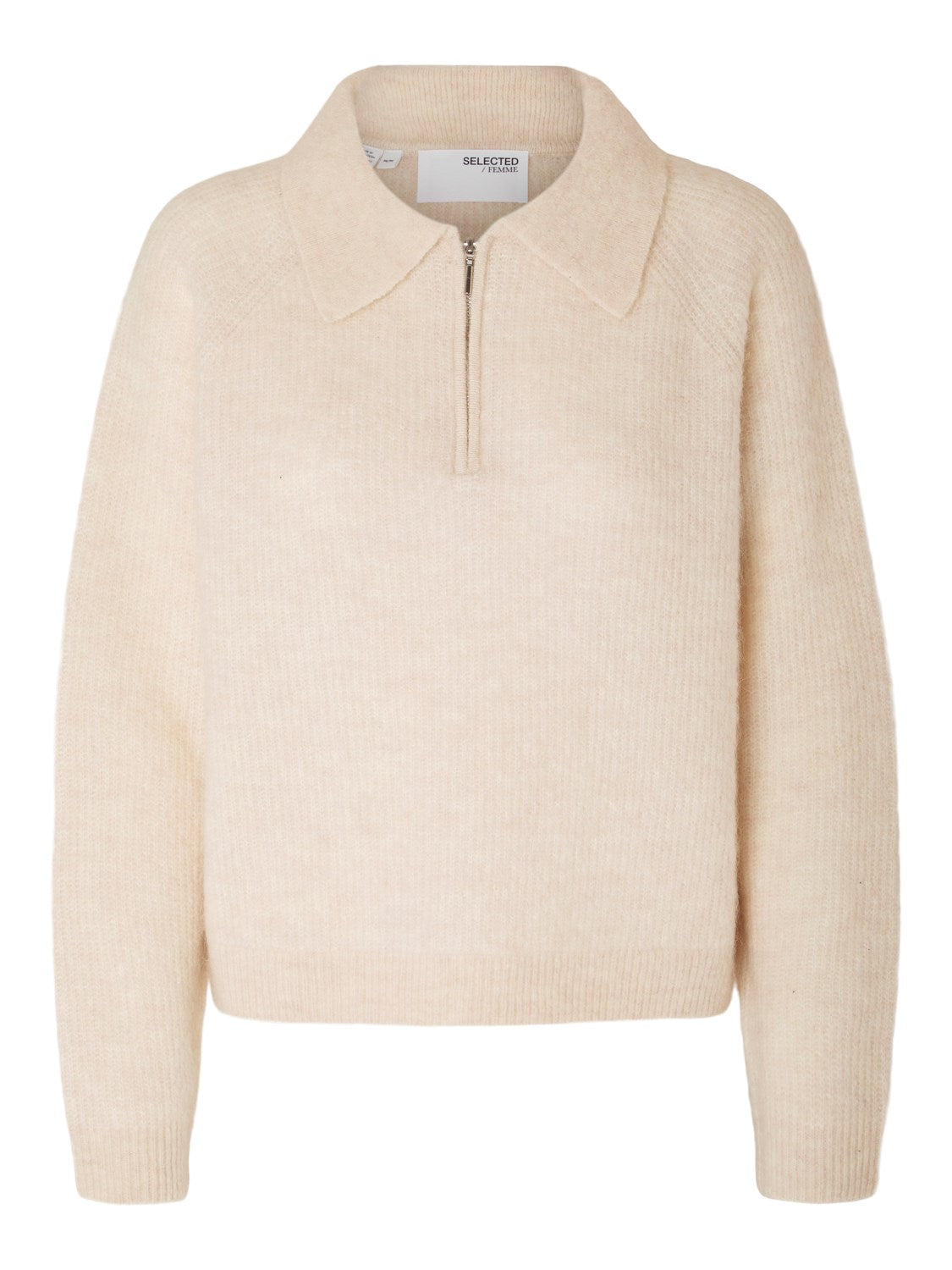 Sia-Mynte Ls Half Zip Knit - Birch Melange