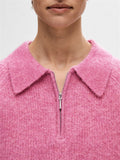 Sia-Mynte Ls Half Zip Knit - Phlox Pink Melange