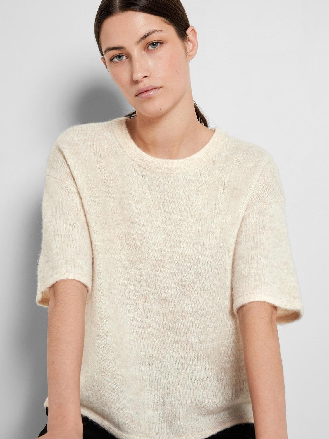 Maline-Liliana 2/4 Knit O-Neck - Birch Melange