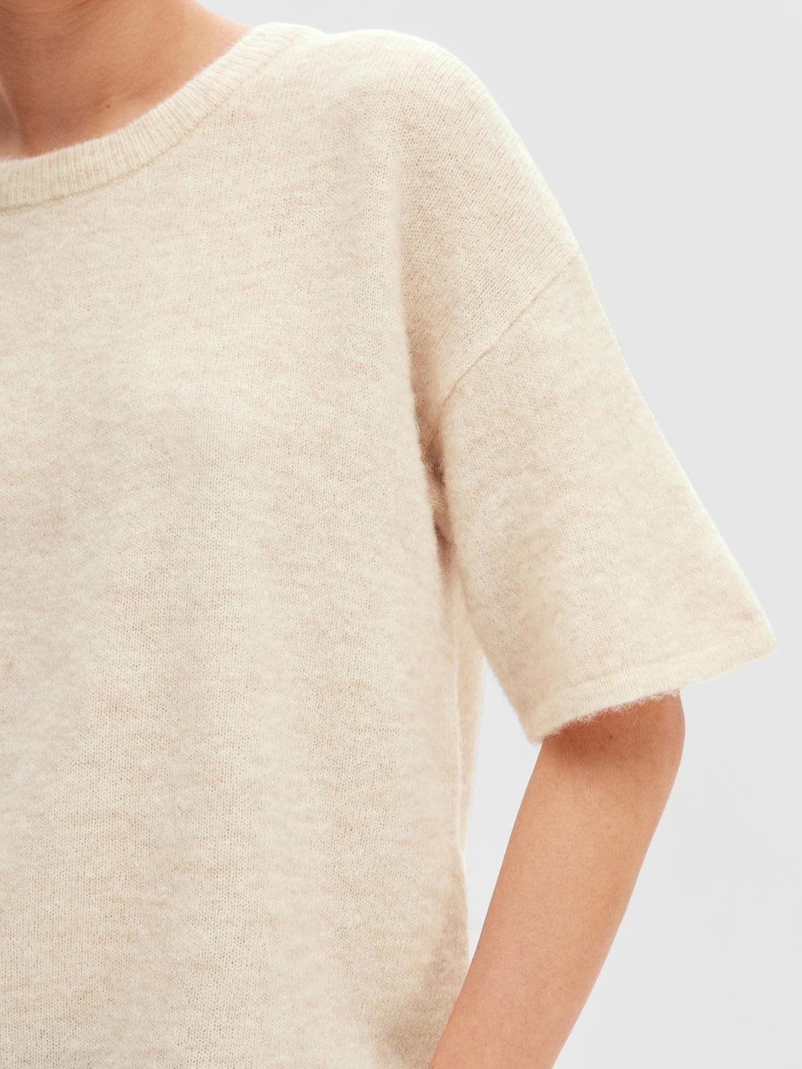 Maline-Liliana 2/4 Knit O-Neck - Birch Melange