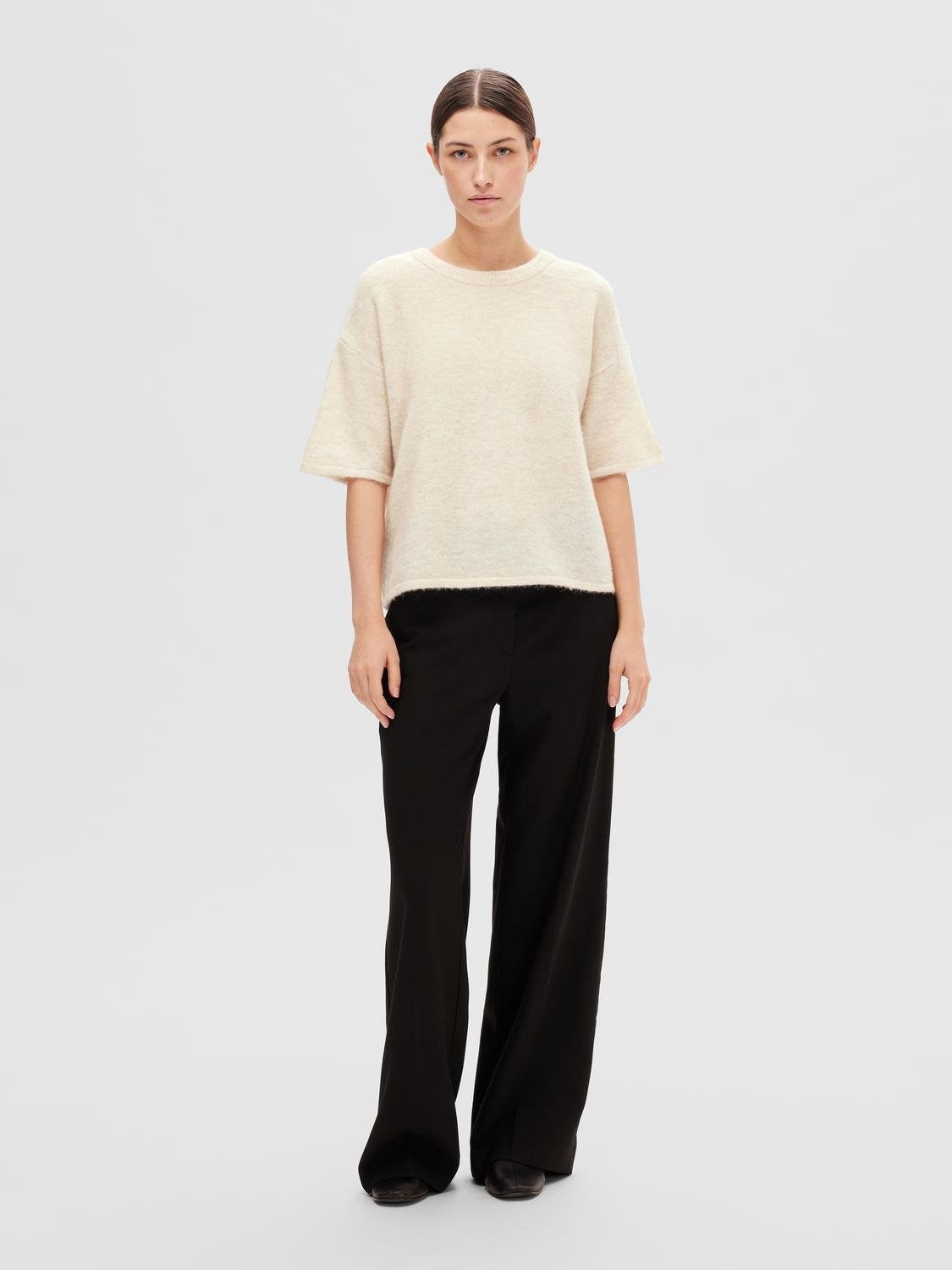 Maline-Liliana 2/4 Knit O-Neck - Birch Melange